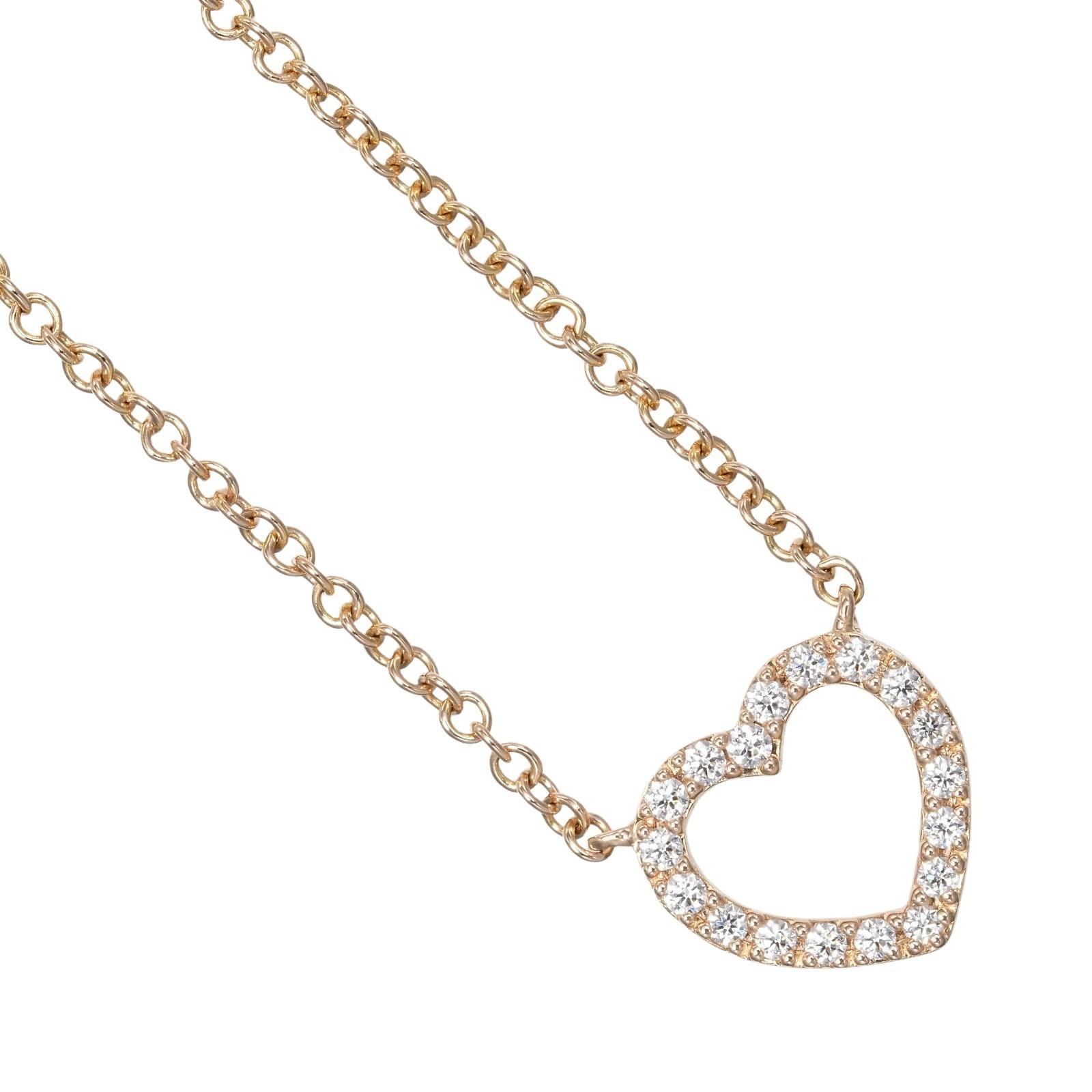 

TIFFANY&Co. Metro Heart Necklace K18 Pink Gold/diamond 2g Women Used
