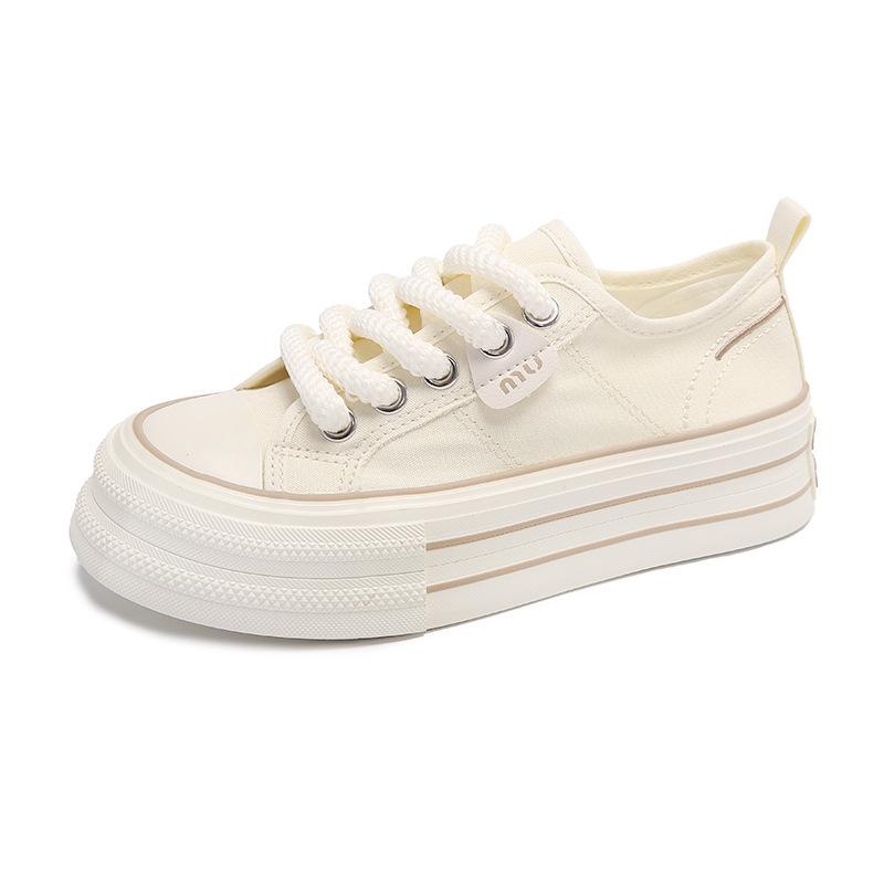 Fashion platform canvas shoes women's 2025 summer new Korean version fashion versatile small height increase casual white shoes
