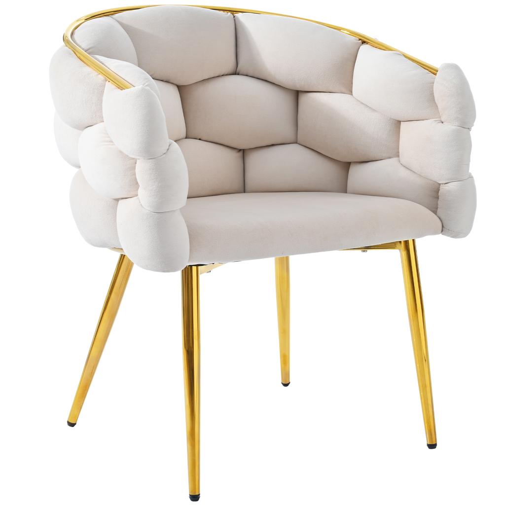 Luxury Velvet Chairs 1 Chair, Legs Made of Gilded Iron, Beige, Bubble Chairs(11.24 Replacement of the Backrest