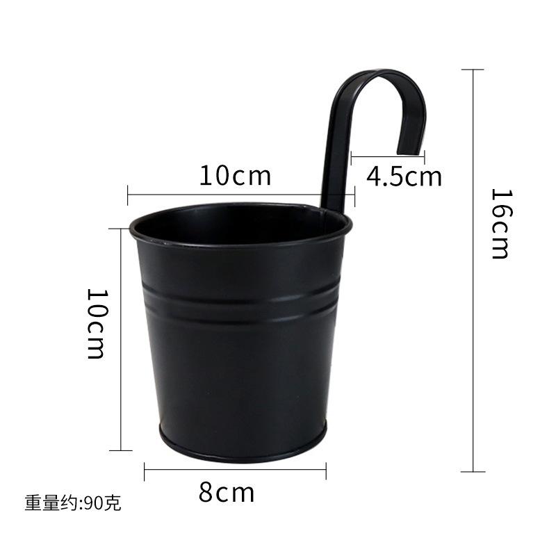 Black/white, Hanging, Wrought Iron Flower Pot, Hanging Pot, Detachable, Hanging Bucket, Succulent Green Plant, Balcony Fence Flower Pot