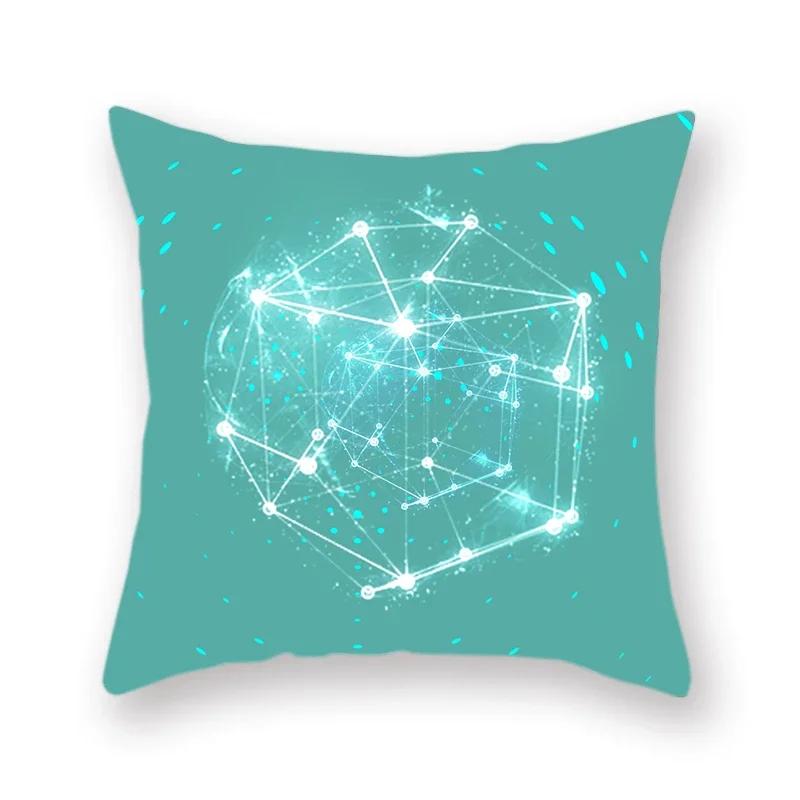 Abstract Geometry Nordic Technology Polyester Cushion Cover Home Decoration Line Character Pillowcase 45X45Cm Fundas De Cojin