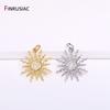 14K Gold Plated Round Sun Charms Brass Inlaid Zircon Sun Pendants For DIY Nacklace Making Jewelry Making Accessories