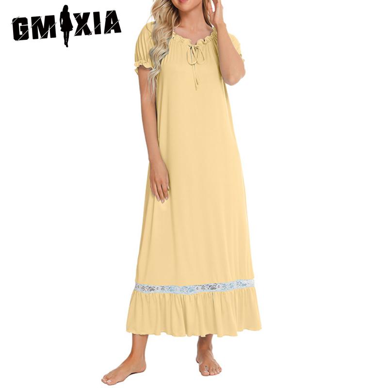 GMXIA Pajamas Cute Short Sleeve Nightgown Comfortable Homewear Casual Loungewear