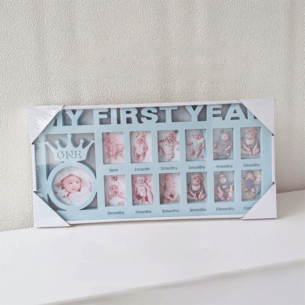

Милый 0-12 Месяцев Картинки Рамка для Хранения Воспоминаний Прямоугольная ПП Рамка для Фото Новорожденного Подарки на Память Альбом для Записи Роста Младенца синий