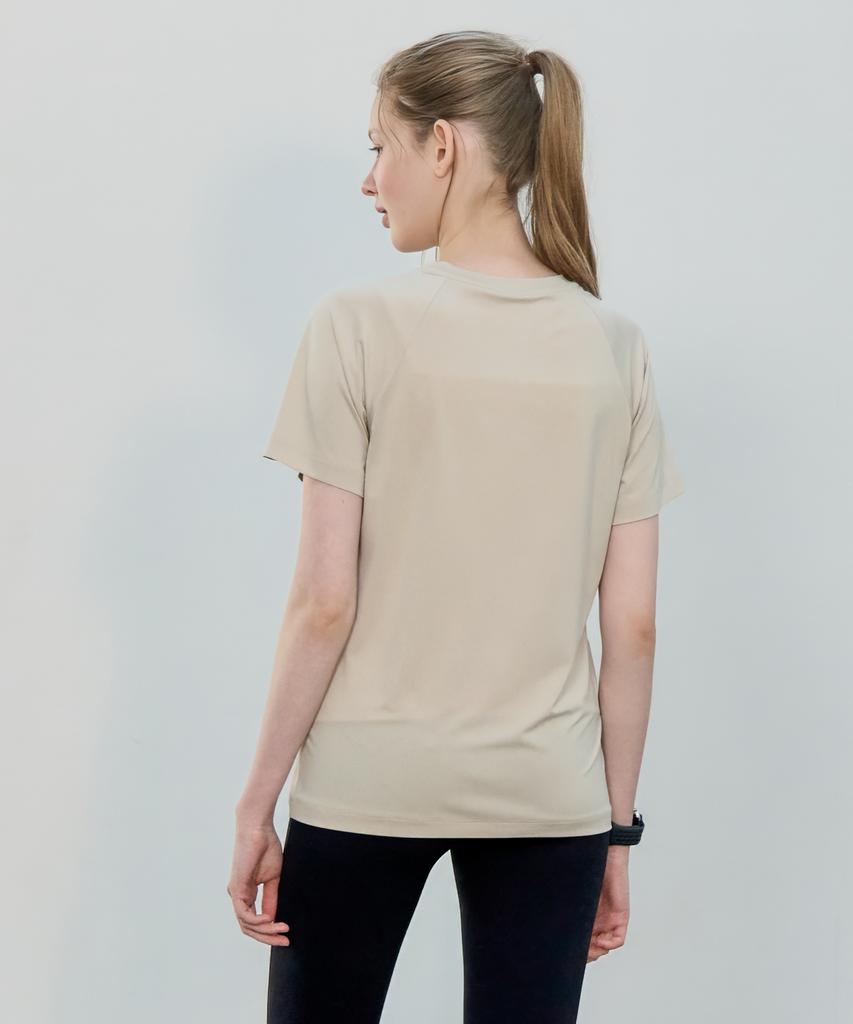 BASIC HOUSE Women'S Cool Breeze Raglan Round Short Sleeve T-Shirt Beige Lzts3223 (A Type)