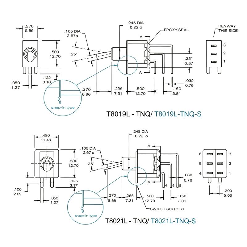 1/3Pcs T8019L 3Pin/T8021L 6Pin Right Angled And Durable Construction For Diy Electronics Projects Rc Models Circuit Repair