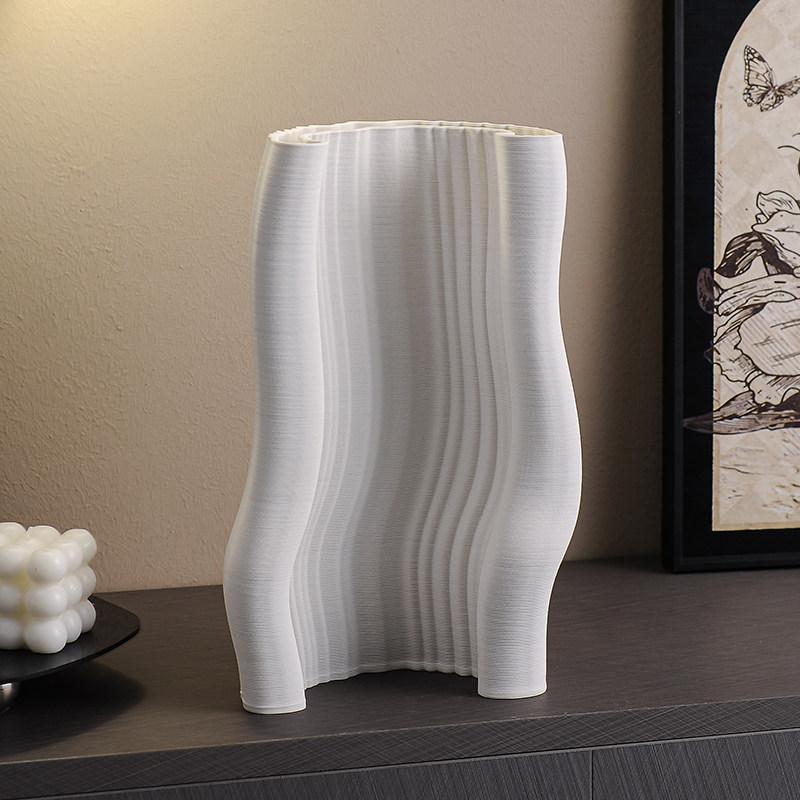 Trójwymiarowa Geometryczna Plisowana Ceramiczna Waza Doniczka Ceramiczne Rękodzieło Falisty Kształt Wazonik Dekoracja Domu