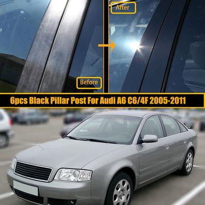 6pcs/set Car Window Frame Pillar Post Trim Stickers for A6 C5/4B 1997-2004 Fit C6/4F 2005-2011 B C Column Cover Auto Styling