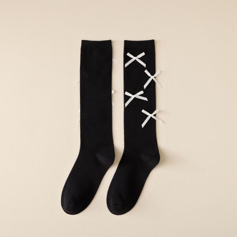 Micro-pressure Calf Socks, Bow Long Stockings, Cotton Boneless Socks, Women's Knee-high Socks