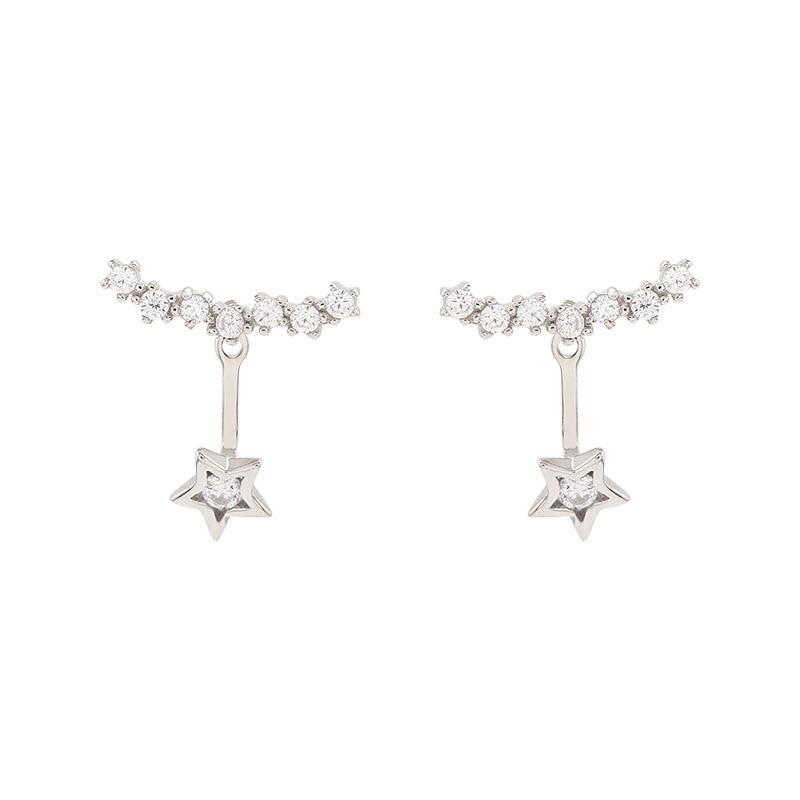 925 Sterling Silver Jewelry Fashion Crystal Star Stud Earrings For Women Romantic Brincos Pendientes Eh1288