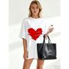 Women's Short-Sleeve T-Shirt with Red Brushstroke Heart Print