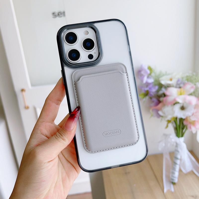 Magnetic Card Slot Clear Phone Case For iPhone 16 Pro Max 15 14 Pro 13 12 11 for Magsafe Shockproof Metal Lens Frame Protection Cover
