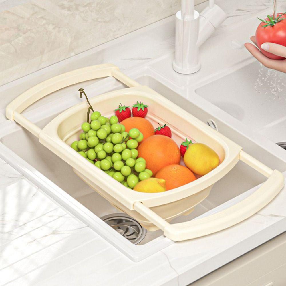 Foldable Bottom Fruit Vegetable Washing Basket Large Capacity Collapsible Colander  Countertop