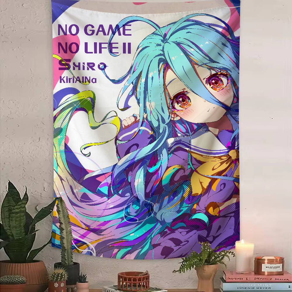 Anime No Game No Life Tapestry Bohemian Tarot Hippie Wall Hanging Dorm Kawaii Shiro Girl LARGE Wall Art for Bedroom Living Room