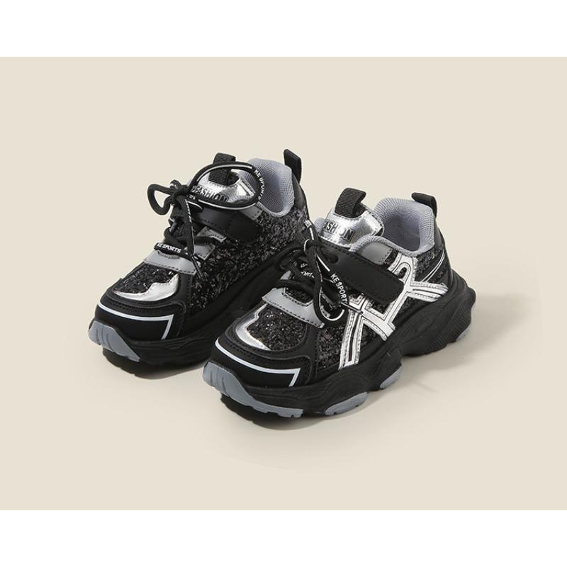 Kids Casual Breathable Sequins Sports Dad Sneakers Soft Soled Lightweight Shoes For Boys Girls