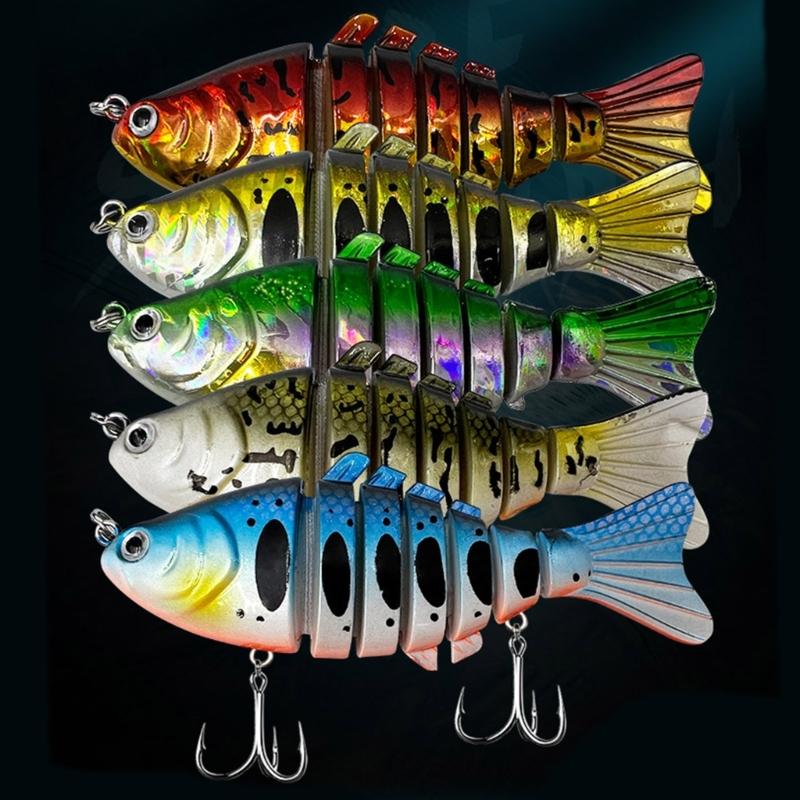 5Pcs Multi Jointed Swimbaits Slow Sinking Swimming Lures Fishhooks Freshwater Saltwater Bass Treble Hook Fishing Lures