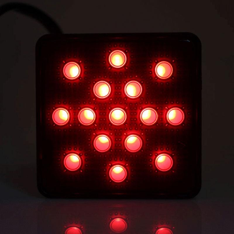 2'' Trailer Hitch Receiver Cover 15 LED Brake Led Lights Tube Cover 4 Pin Car Accessories Car Signal Lamp Warning Strobe Light