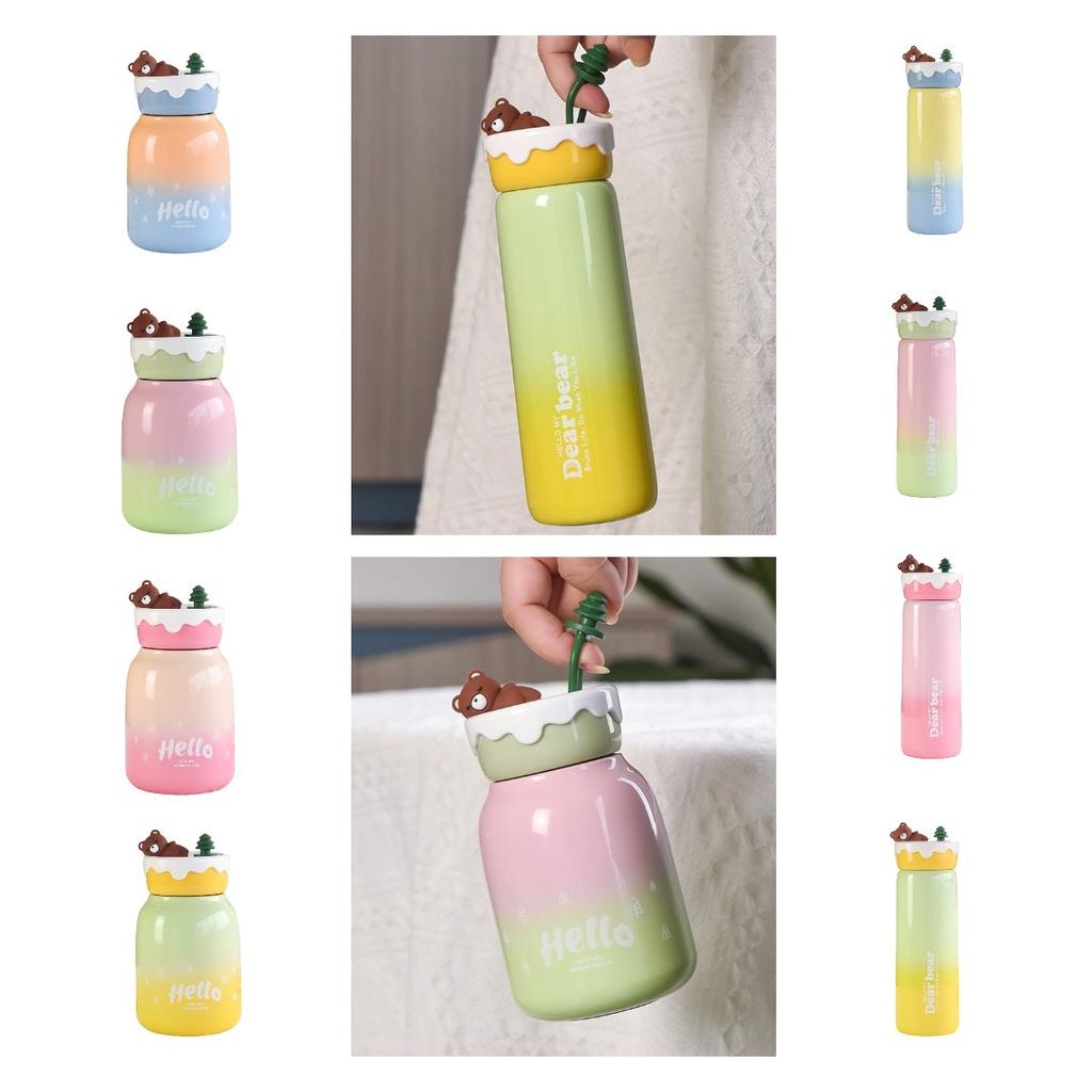 Niedlicher fauler Bär 304 Edelstahl Isolierbecher Große Kapazität Bouncing-Becher mit Strohhalm