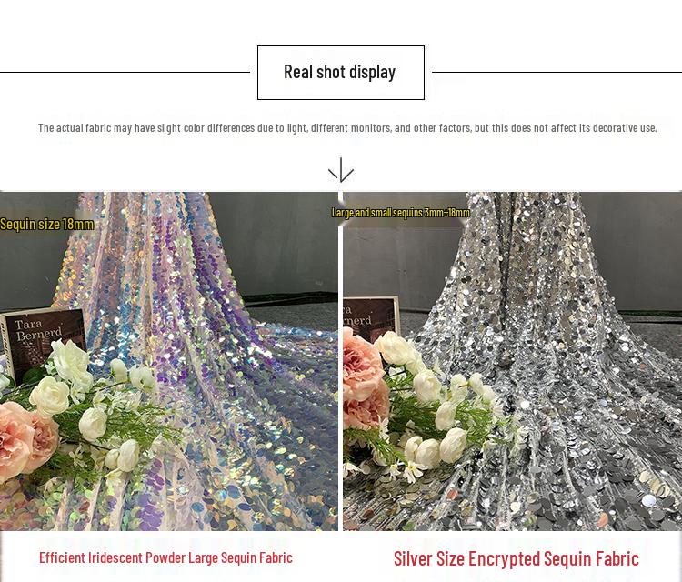 Gold & Silver Glitter Sequin Fabric for Wedding & Birthday Decor