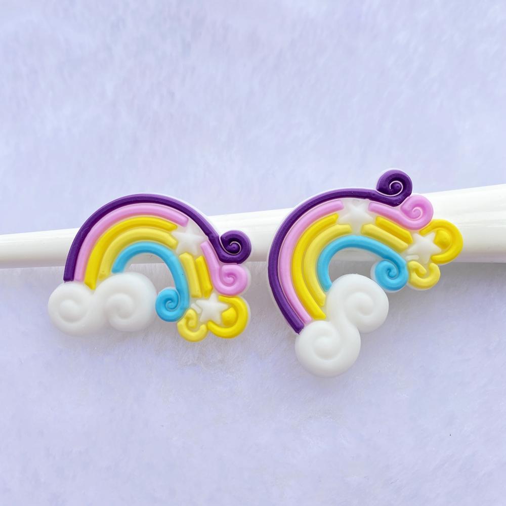 10/20pcs Cute Rainbow PVC Flexible Glue Flat Back DIY Scrapbook Embellishment Phone Craft Decoration F40