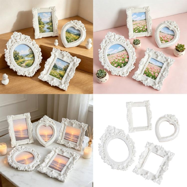 4 Pièces Mini Cadre Photo Tiny Baroques Orné pour Bijoux DIY Affichage Décorations Murales Petit Cadre Photo Antique en Résine