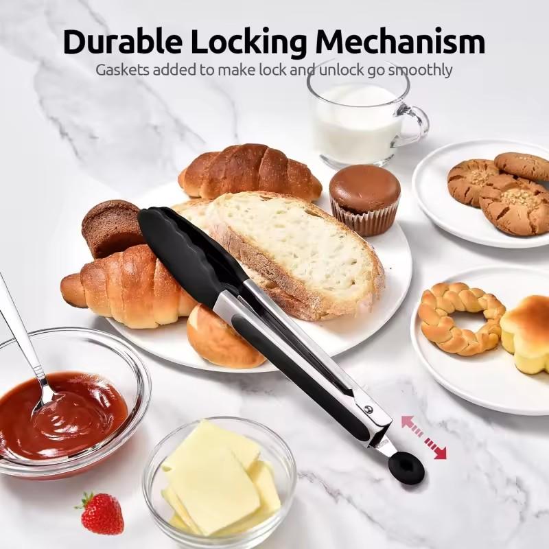 7912Inch Silicone Non-Slip Bbq Grilling Tongs Salad Bread Cooking Clip Clamp Serving Utensils Kitchen Stainless Steel Tong