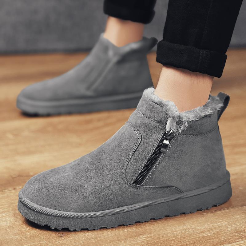 Pánské boty do sněhu z pravé kůže pohodlné plus sametově teplé vysoké zimní boty krátké kožešiny bavlna pánské boty