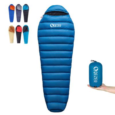 QEZER Sleeping Bag, Winter Down Mummy Style, 600FP, All-Season, Ultralight, Compact