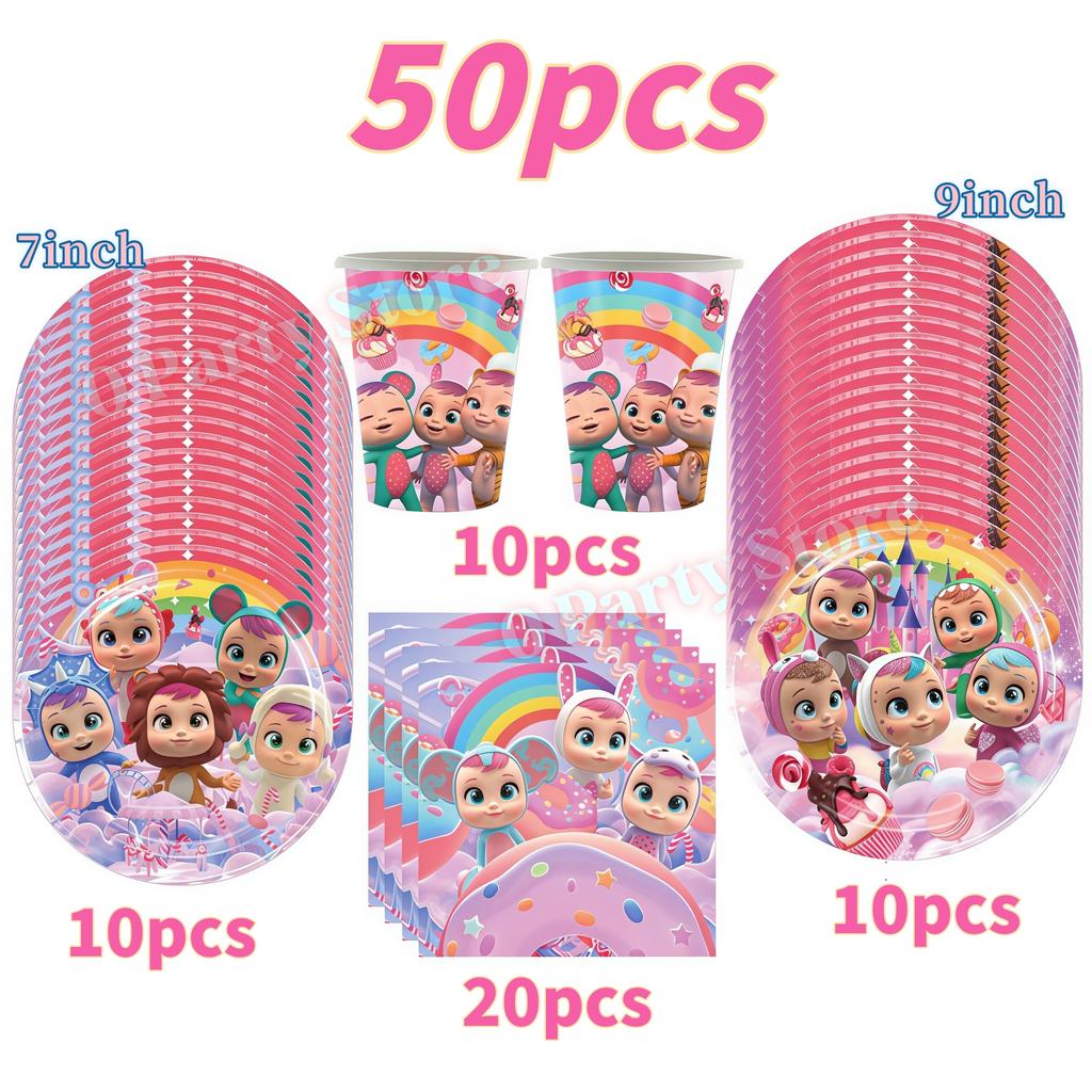 Cry Babiesed Birthday Party Decorations Tableware Plate Cup Balloon 1St Year Boy Girl Birthday Decor Baby Shower Supplies Gifts