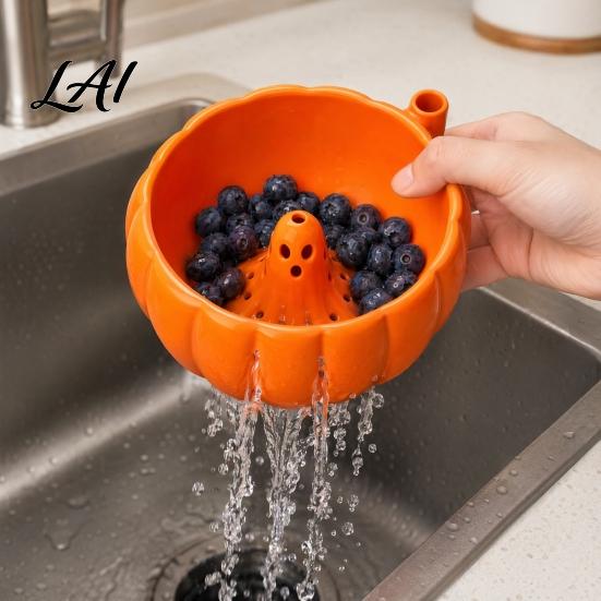 Kitchen Fruit Washing Bowl Halloween Swirl Bowl Ghost Center Berry Wash with 360 Degree Rotating Vortex Decor Spin Function PLA Strainer Basket for