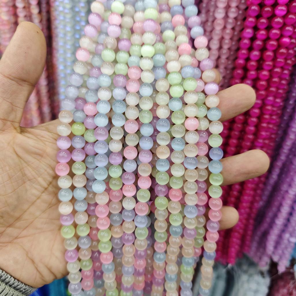 8mm Cat's Eye Stone Beads: Single, Double, Triple-Color, DIY Jewelry Round Beads