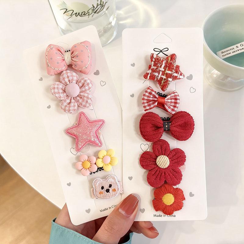 Sladký a roztomilý set kreslených sponek do vlasů s květinami pro děti – Šetrné k vlasům, umělecké sponky do vlasů na bok