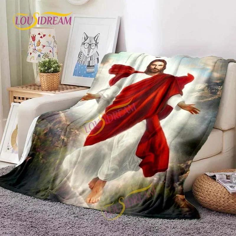 Kind Jesus and Blessed Virgin Mary Soft Christian God Flannel Art Faith Bed Comfortable Home Hiking Four Seasons Warm Blanket