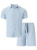 Men's Checkerboard Casual Short Sleeved Shorts Set