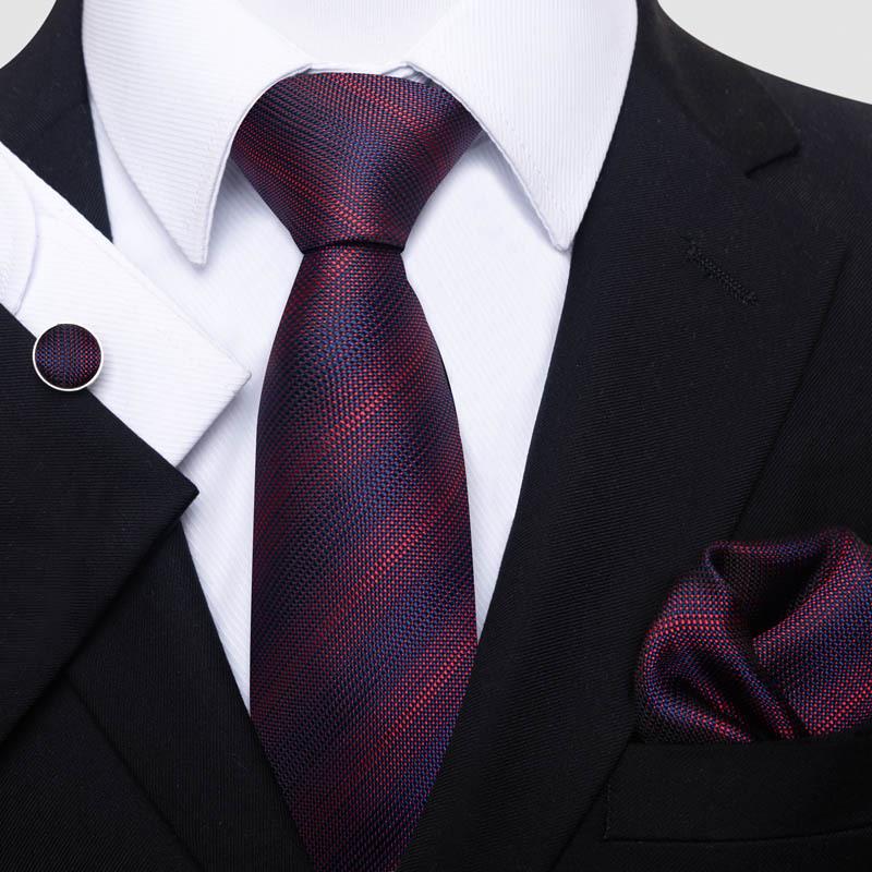 Men's Business Formal Tie Set: Includes Tie, Pocket Square & Cufflinks for Evening Parties. Fashionable & Popular.