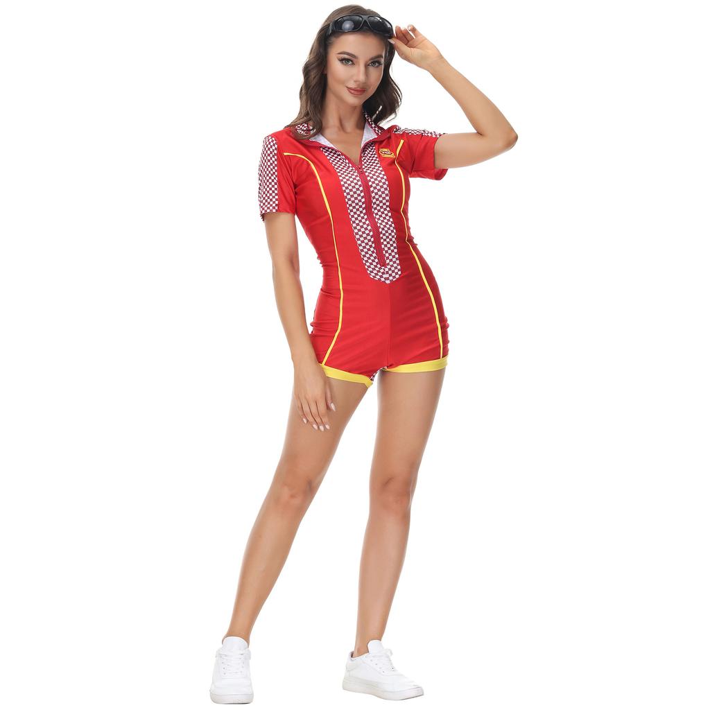 One-piece female racing suit F1 locomotive suit, nightclub girl catwalk uniform, hot dance cheerleading performance costume