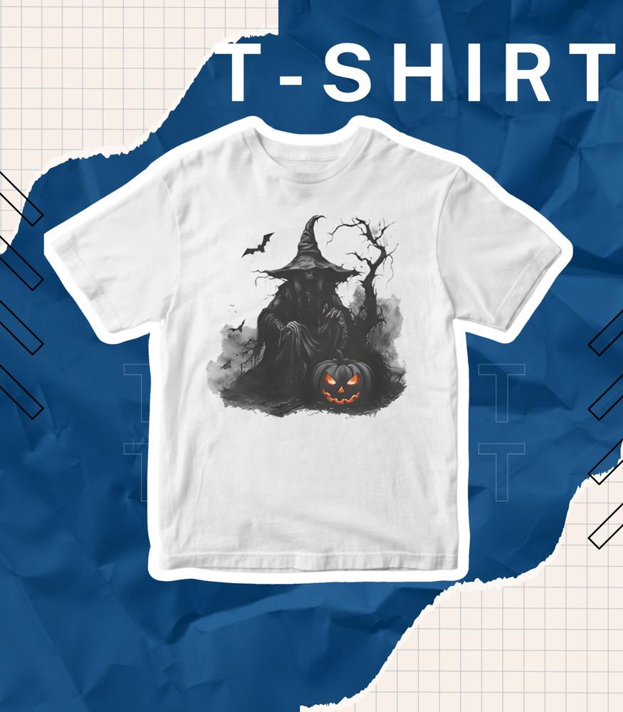 

Witch Halloween Shirt | Spooky Gothic Witch Pumpkin Bat Graphic Tee Hallo. S