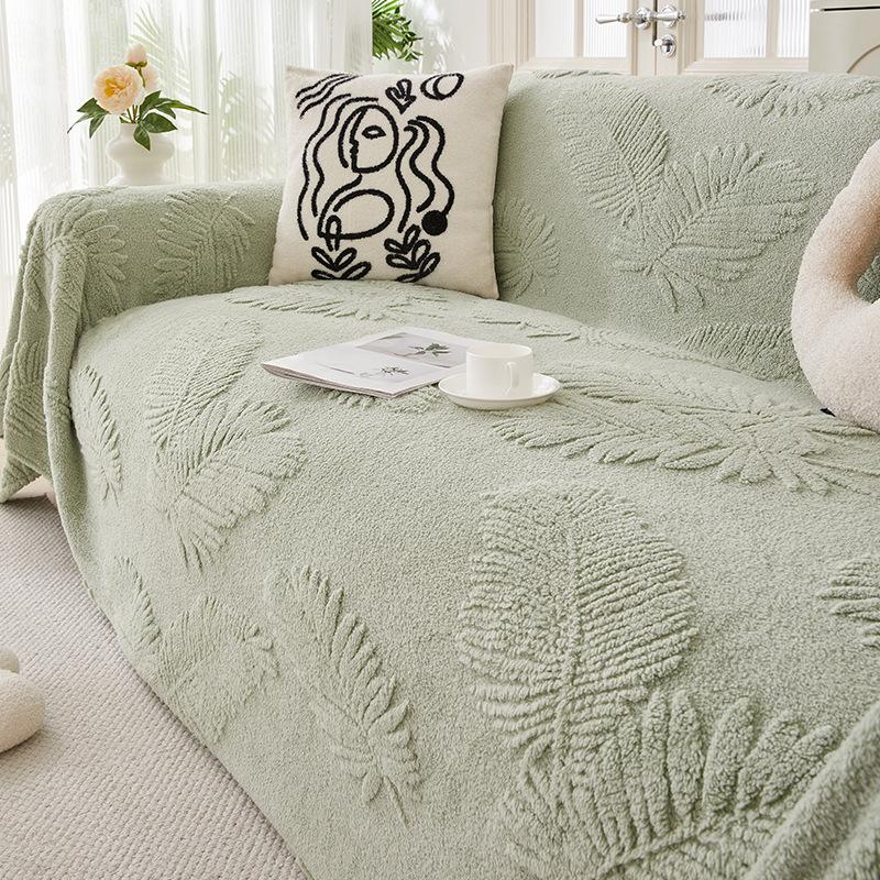 Shu Bomull Fløyel Tredimensjonalt Preget Sofahåndkle Fullt Dekke Klut Ins Stil Vinter Varmt Sofatrekk Altomfattende Universelt Dekke Teppe