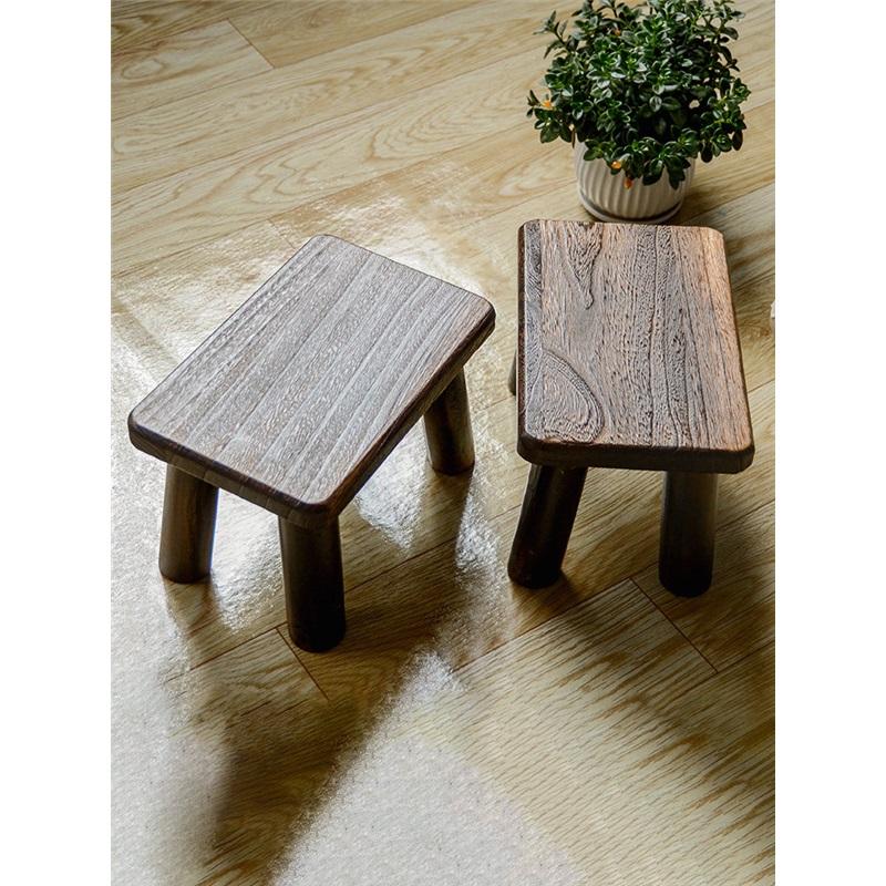 Modern Minimalist Solid Wood Stool, Small Square Low Bench, Home Shoe Changing Stool for Entryway Living Room Tea Table