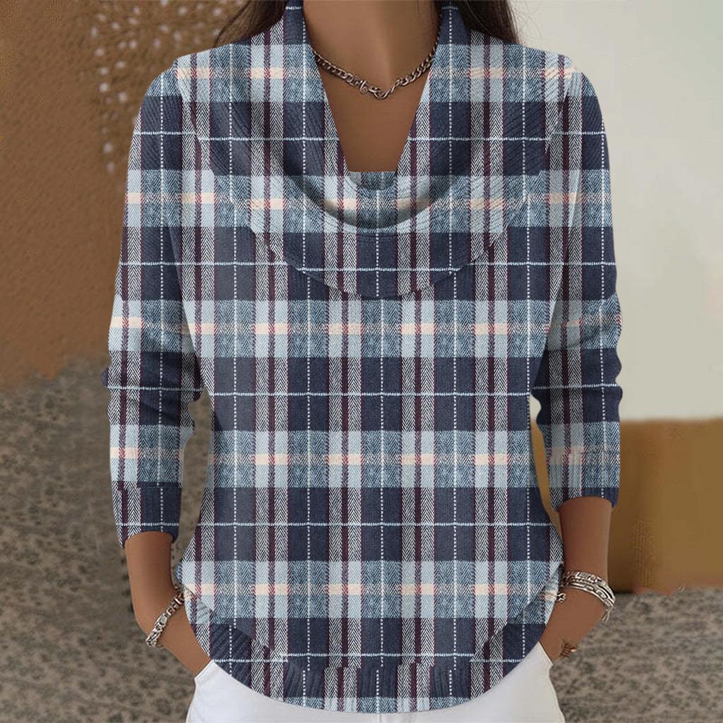 Women's Casual And Fashionable Round Neck Long Sleeved Printed Top Sweater