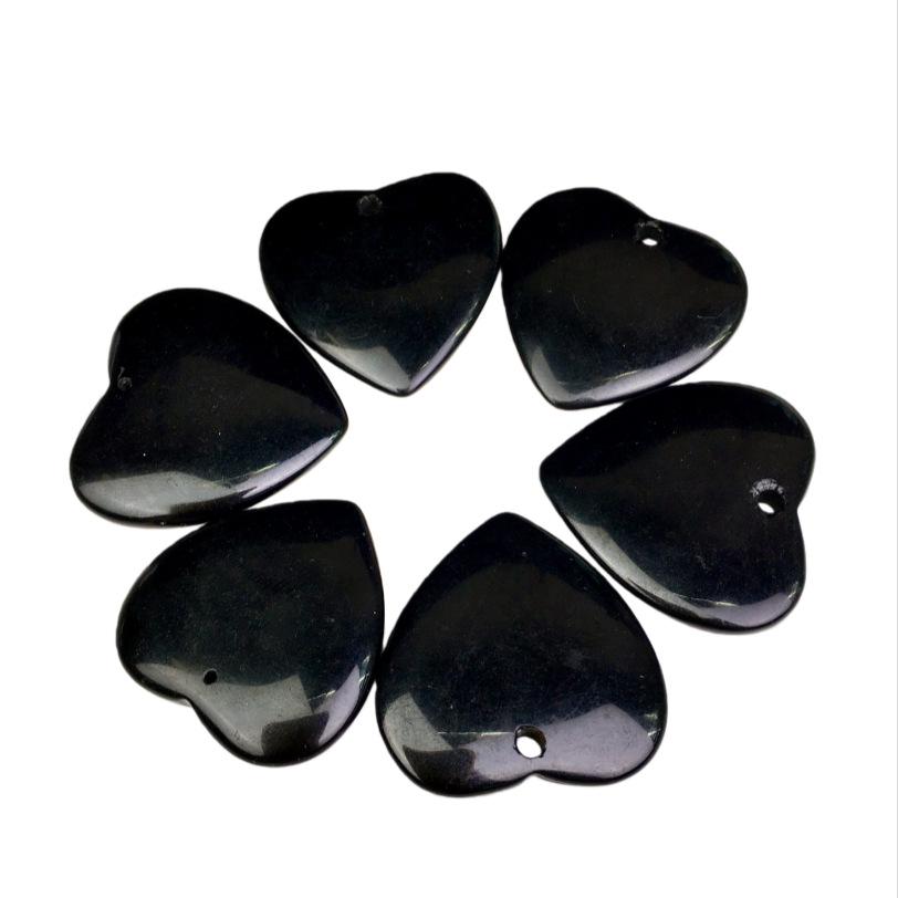 Natural Obsidian Heart Pendant 3-4cm Heart-Shaped Ornament Accessory