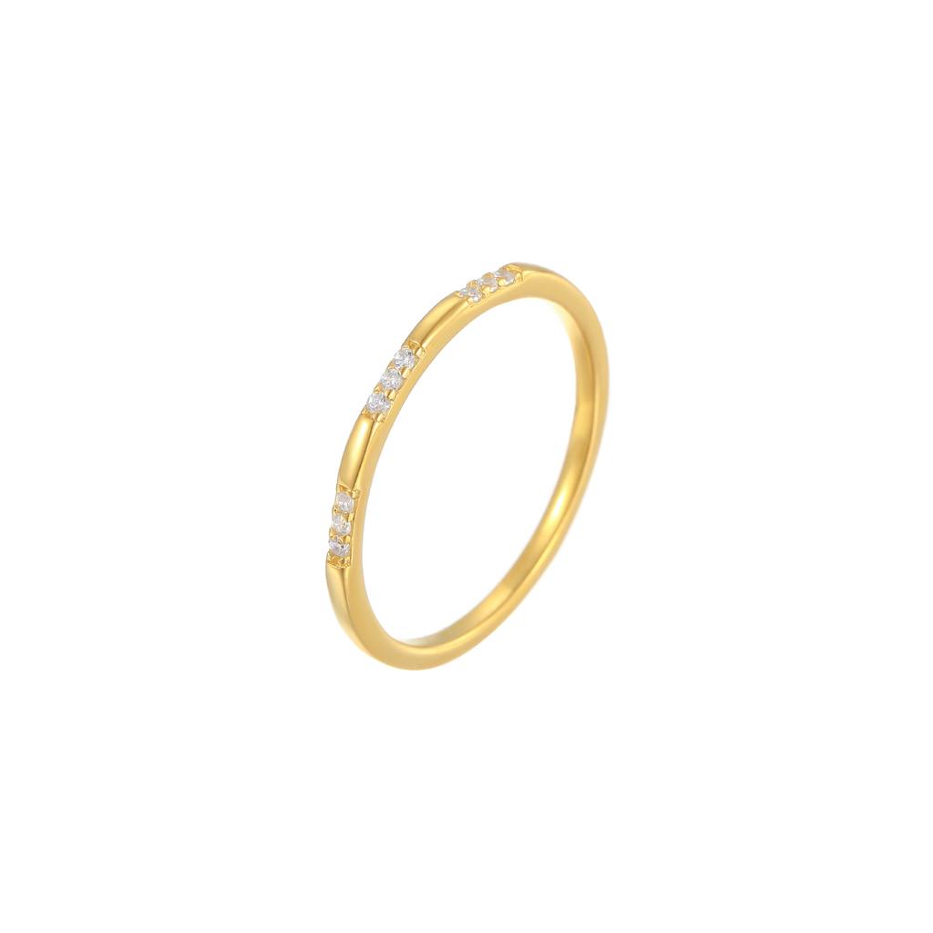 925 Sterling Silver Gold Plated Ring for Women, Dainty Cubic Zirconia Stacking Band, Minimalist Daily Jewelry Gift