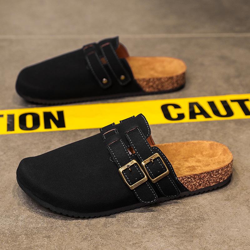 

Boken домашние тапочки 2025 новые летние парные модели мужские и женские повседневные сандалии с мягкой подошвой и закрытым носком тапочки больших размеров 36-37 чёрный