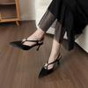Fashion Elegant Rhinestone Narrow Band Pumps Women Sexy Pointed Toe Satin Slingback High Heeled Sandals Fashion Comfort Party Dress Shoe