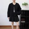 Autumn and winter new horn buckle casual loose versatile knitted double-sided cardigan fashion sweater jacket women