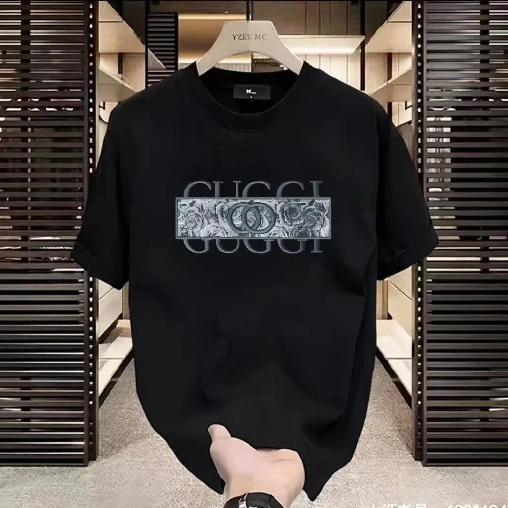 

Мужская футболка из 100% хлопка с летним принтом, футболка с круглым вырезом и коротким рукавом, новый тренд 2025, модная, повседневная, в стиле инс XL чёрный