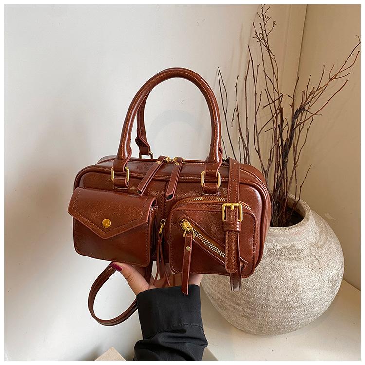 Vintage Maillard Small Bag Women's 2025 New Autumn and Winter Fashion Versatile Messenger Bag Commuter Portable Boston Bag