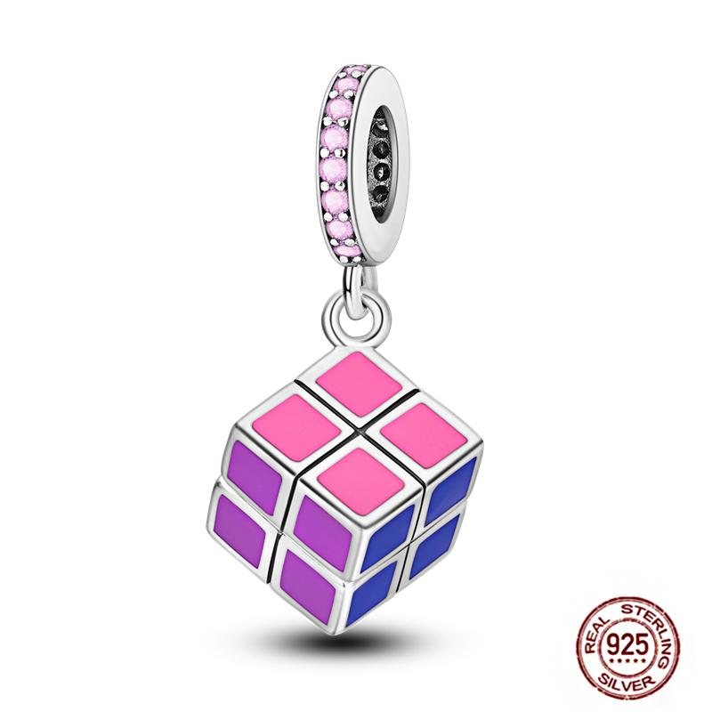 Pink Purple Series Charms Copper Murano Glass Butterfly Animal Paw Print Clasp Charm Beads Fit Original Bracelet Diy Jewelry