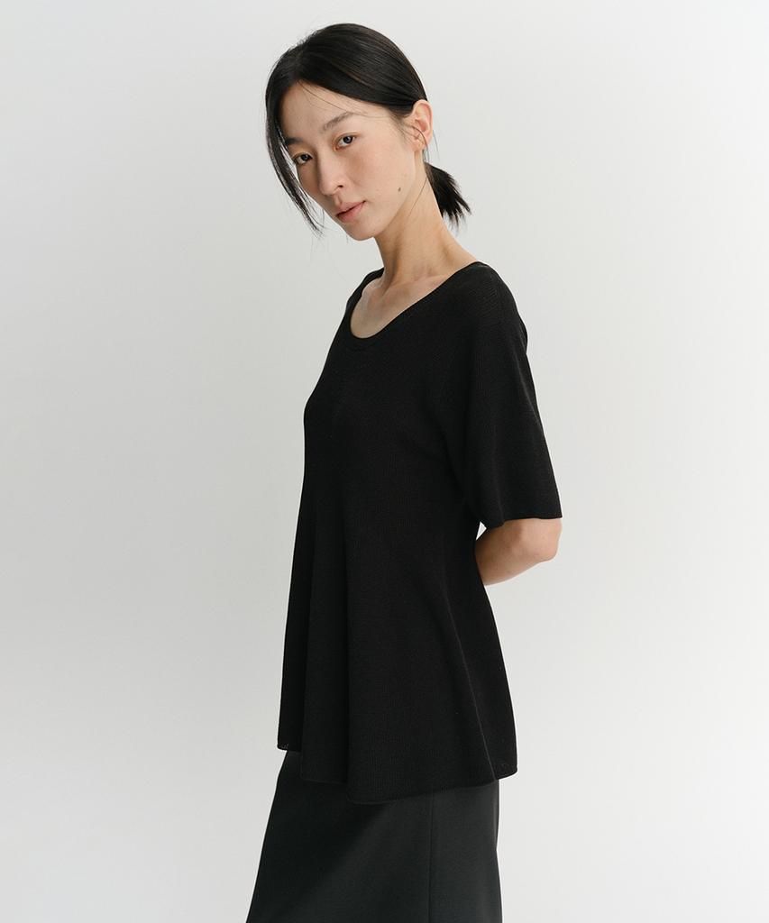 Ia Sue Flare Knit Top (Black)