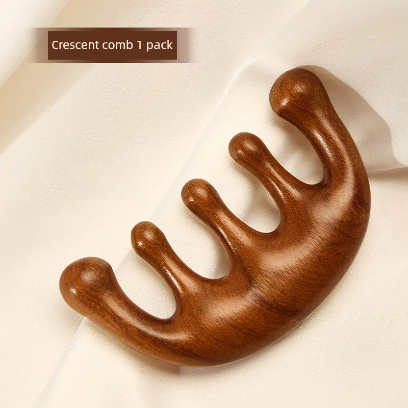 Gold Sandalwood Massage Body Five Finger Dredging Comb Golden Sandalwood Crescent Comb